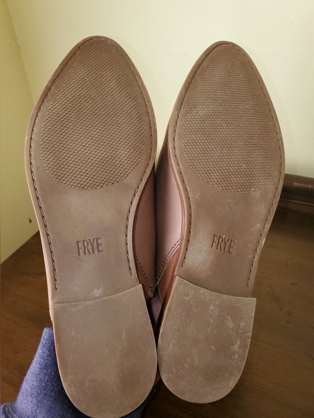 Frye Taupe Leather Slip-On Mules - Picture 6 of 7